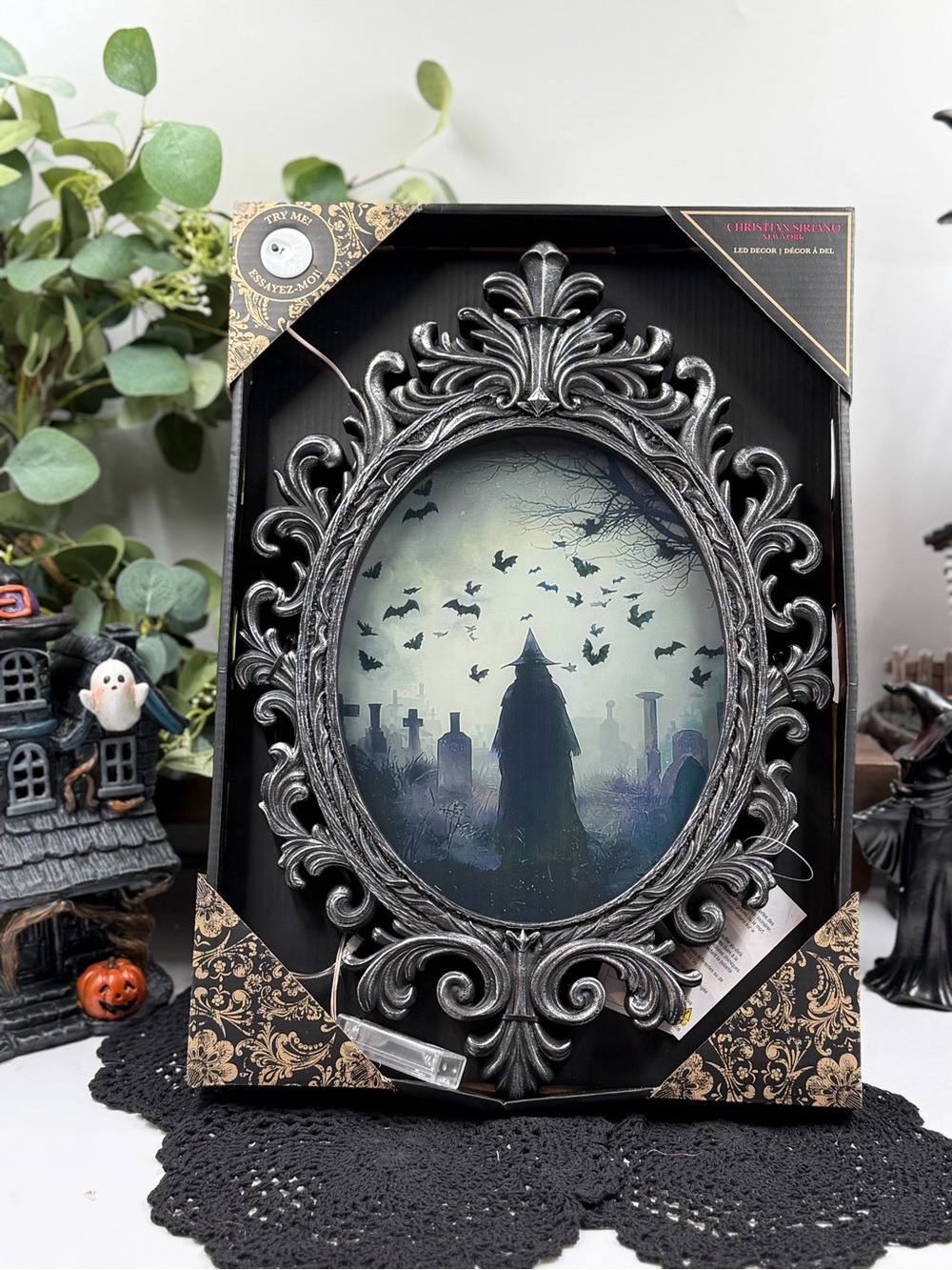 christian siriano gothic witch cemetery led lighted wall art halloween